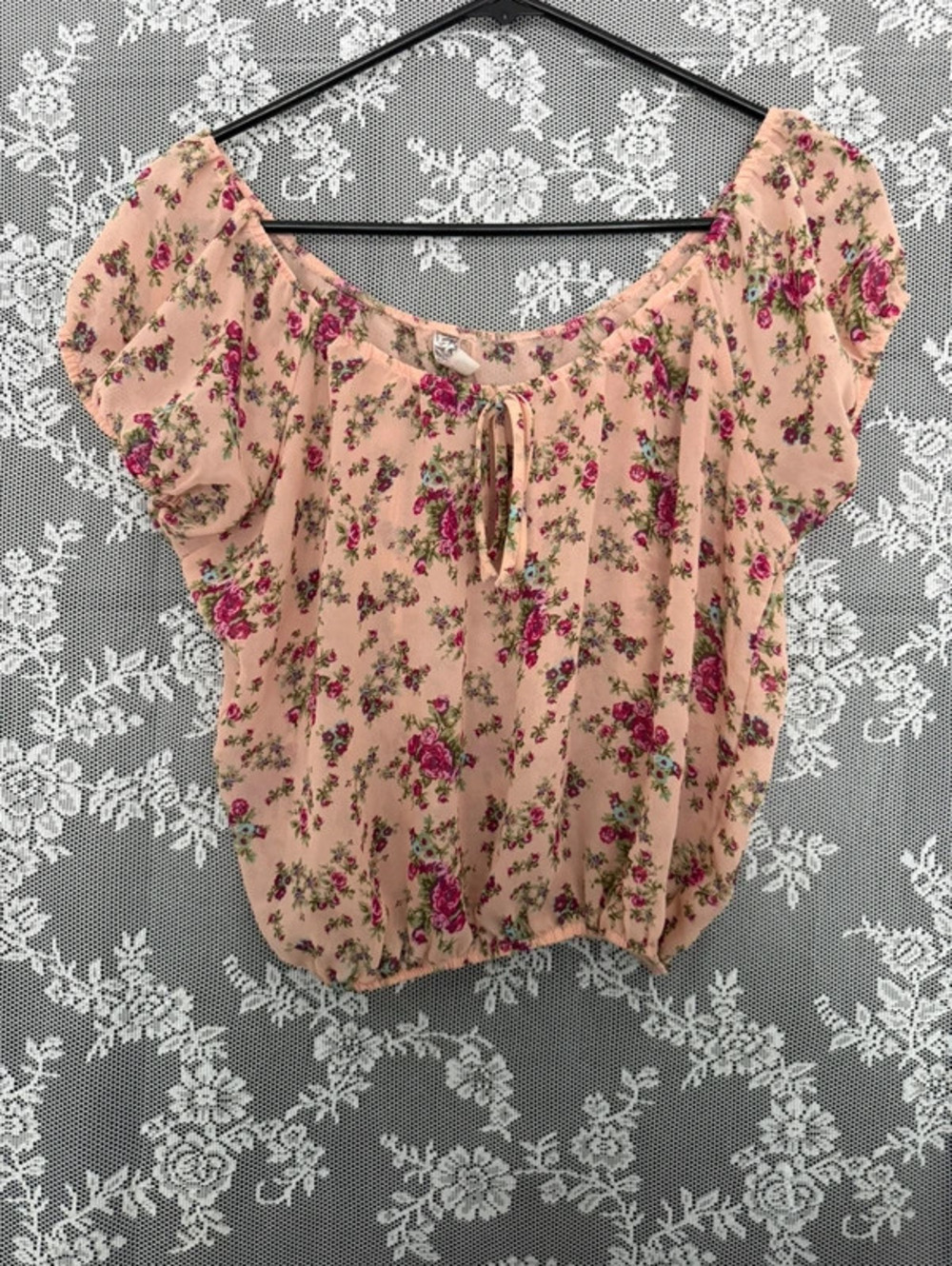 Lola Pink Floral Scoop Neck Puff Short Sleeve